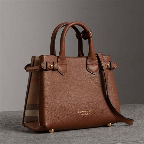 burberry small leather banner bag|burberry checked canvas tote bag.